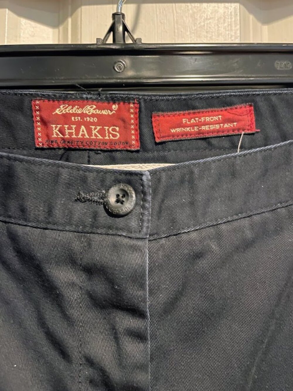 EDDIE BAUER KHAKIS FLAT FRONT WOMEN'S SIZE 10 BLACK 100% COTTON